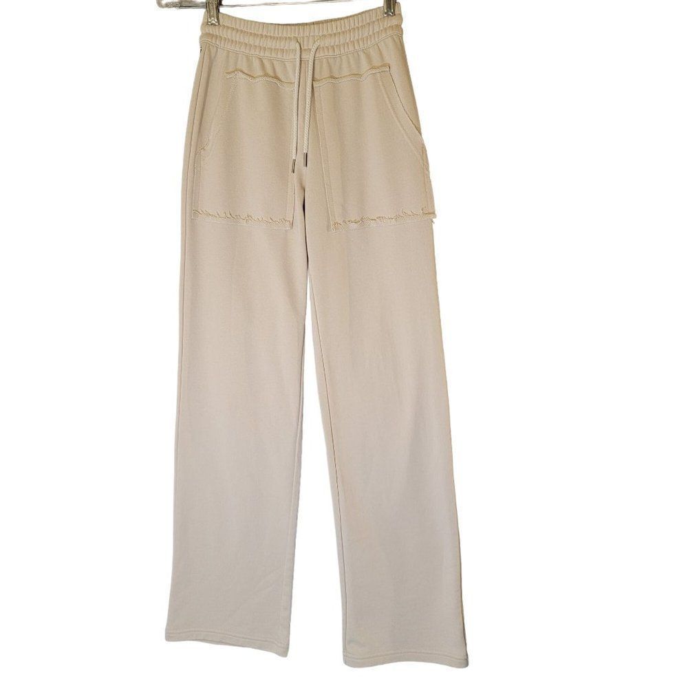 Rusty Lounge‎ Pants Womens XS Neutral Beige Pull On Lounge Raw Straight Leg